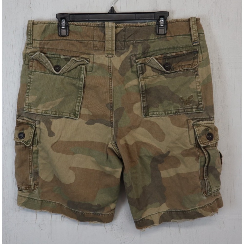 Mens American Eagle Cargo Shorts Camo Size 36 Cotton Y2K Distressed - Picture 2 of 11
